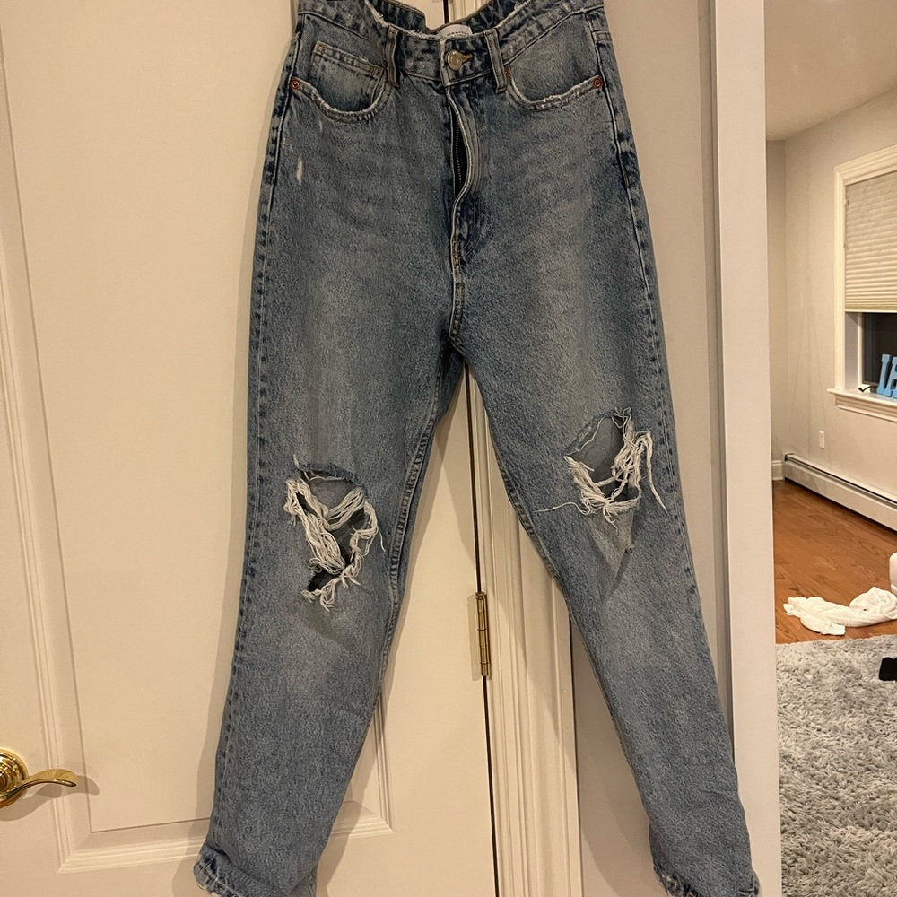 ZARA Size light washed distressed jeans